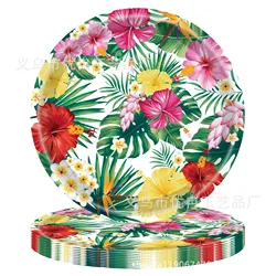 Décoration de ixà Thème d'Hibiscus Hawaïen, Flamant Rose, Assiettes de Poulet Ananas, Papier Standard, ixTropicale Hawaïenne, Plage, DIY