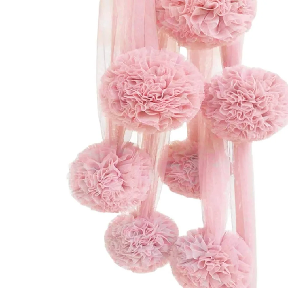 

lightweight home bed netting hanging chiffon balls decoration, lovely mosquito net ornament accessories - pink