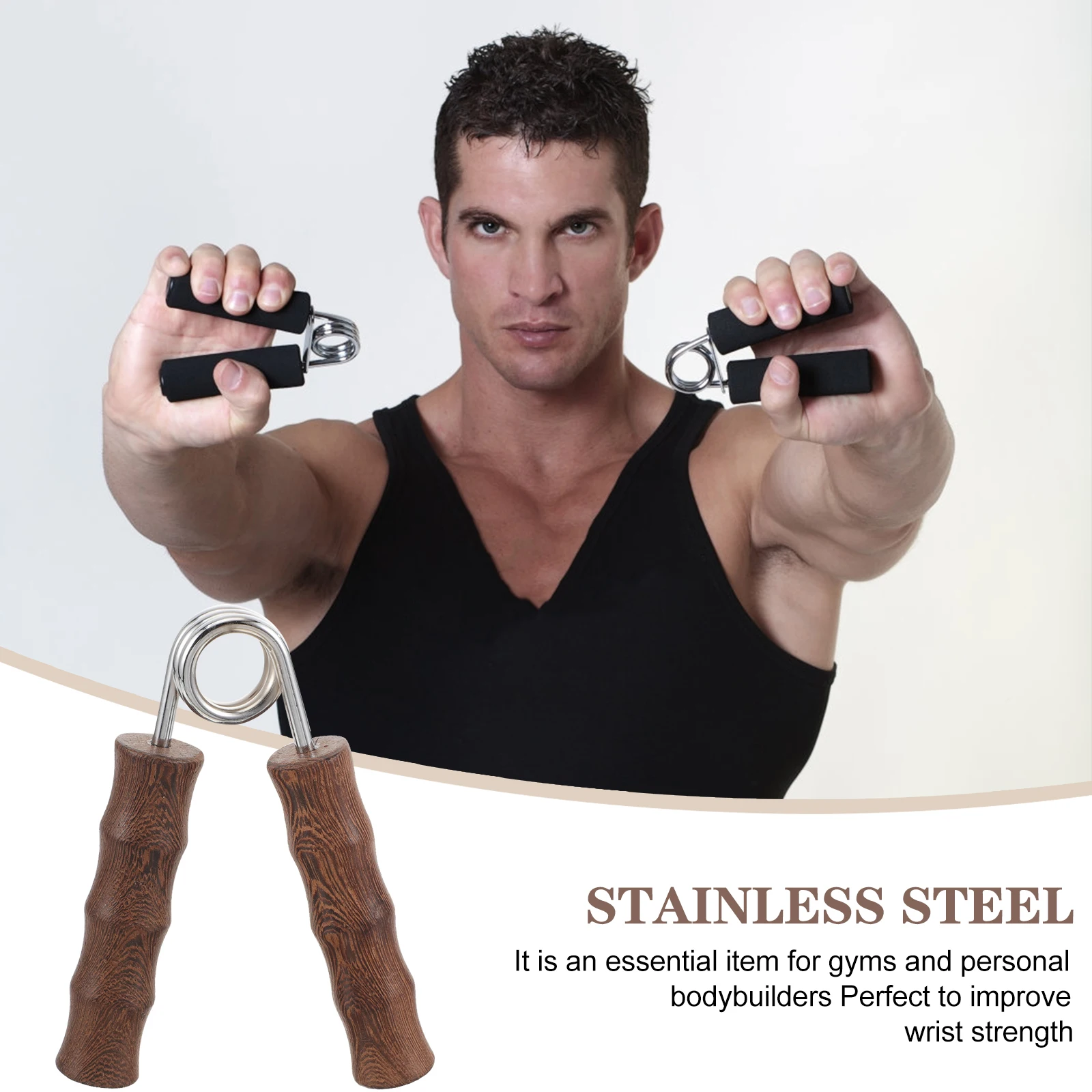 

Wooden Hand Gripper Forearm Strengthener Finger Trainer Massage Device Durable Fitness Equipment Random Color