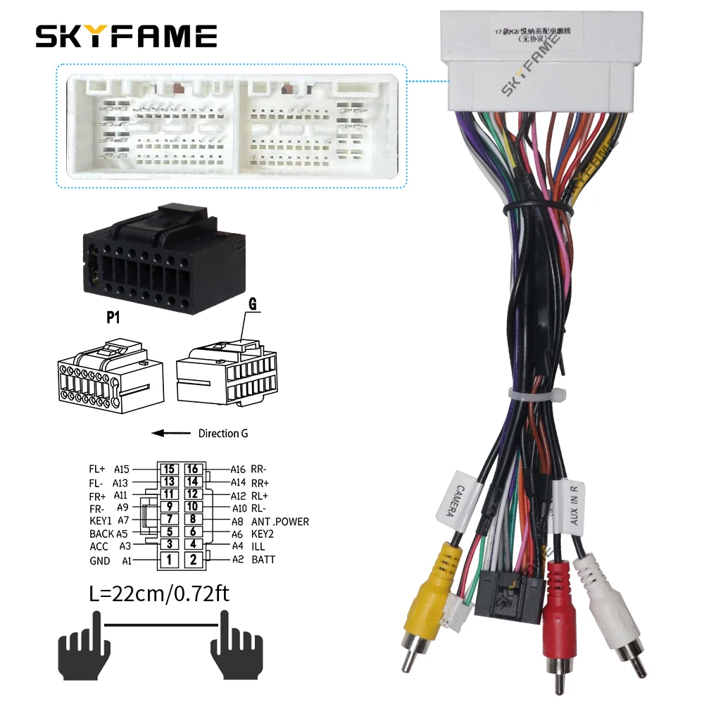 SKYFAME 16pin Xe Dây Adapter Dành Cho Xe Kia K3 Pegas KX5 Sportage Hyundai Elantra Android Đài Cáp Nguồn