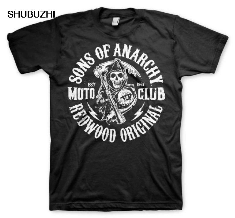 Camiseta de algodón para hombre, camiseta a la moda de verano, camiseta de talla europea Sons Of Anarchie Soa Redwood Original Moto Club Pull Homme Hybris