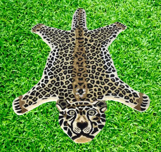 

Handmade Leopard Wool Rugs Bedroom Carpet Wall Hanging 3x5 Foot Skin Animal Carpet