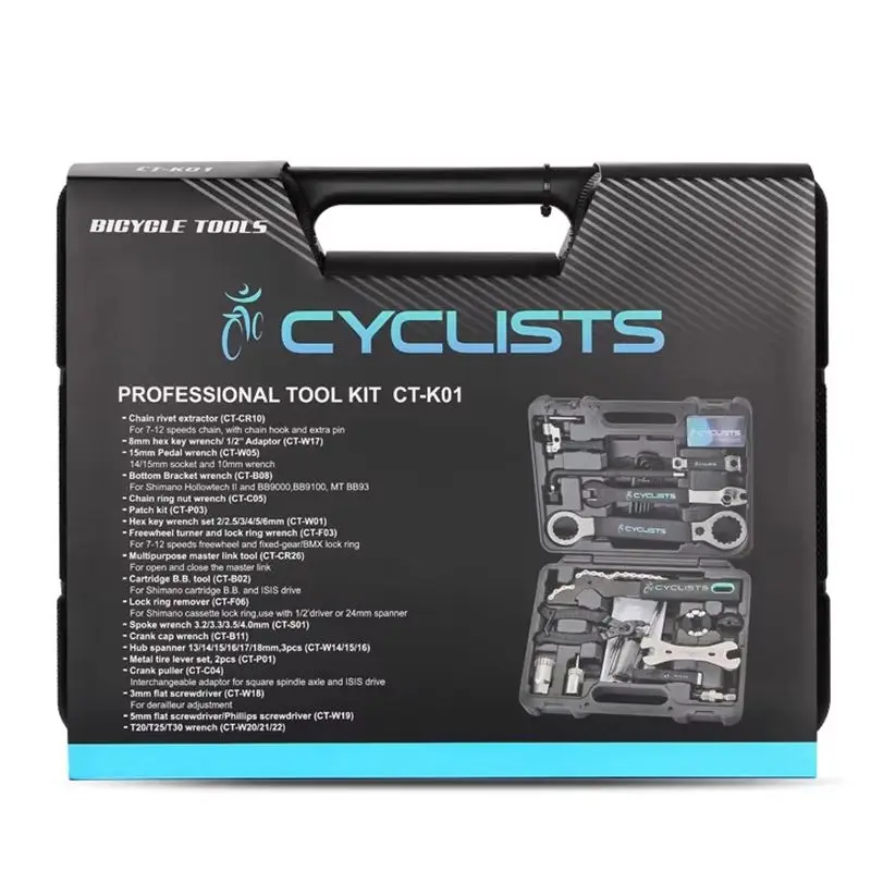 CYCLISTS Professional Bicycle Repair Tools 18 In 1 Cycling Multitool Chains Pedal BB Wrench Hex Key Bike Tools Kit Box Set Bike