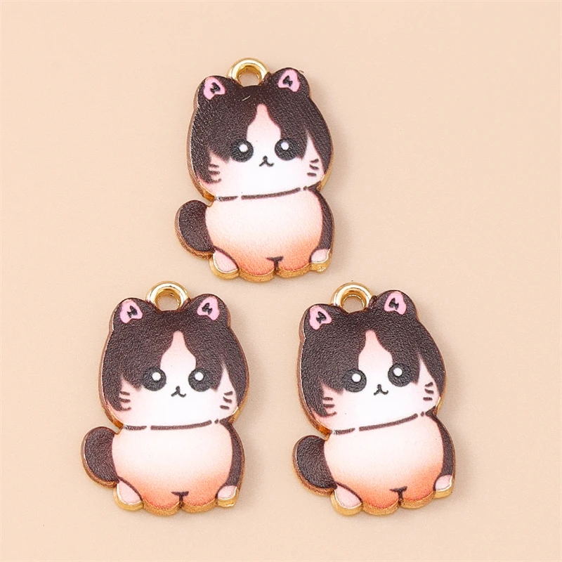 20 Stück 14x21mm Cartoon-Emaille-Tieranhänger Katzen-Charms für die Herstellung von Ohrringen, Halsketten, Armbändern, DIY-Bastelarbeiten und Schmuckzubehör – Detail 10