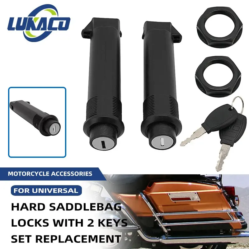 Motorcycle Universal  Accessories Rear Hard Saddlebag Locks Set With 2 Keys Black 1 Set For Harley Honda Yamaha Suzuki Kawasaki