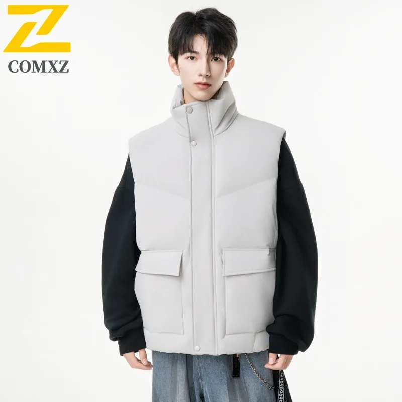 

COMXZ Winter New Cotton Vest American style Sleeveless Sports Outdoor waterproof Padded Warm Body Warmer Casual Streetwear 2025