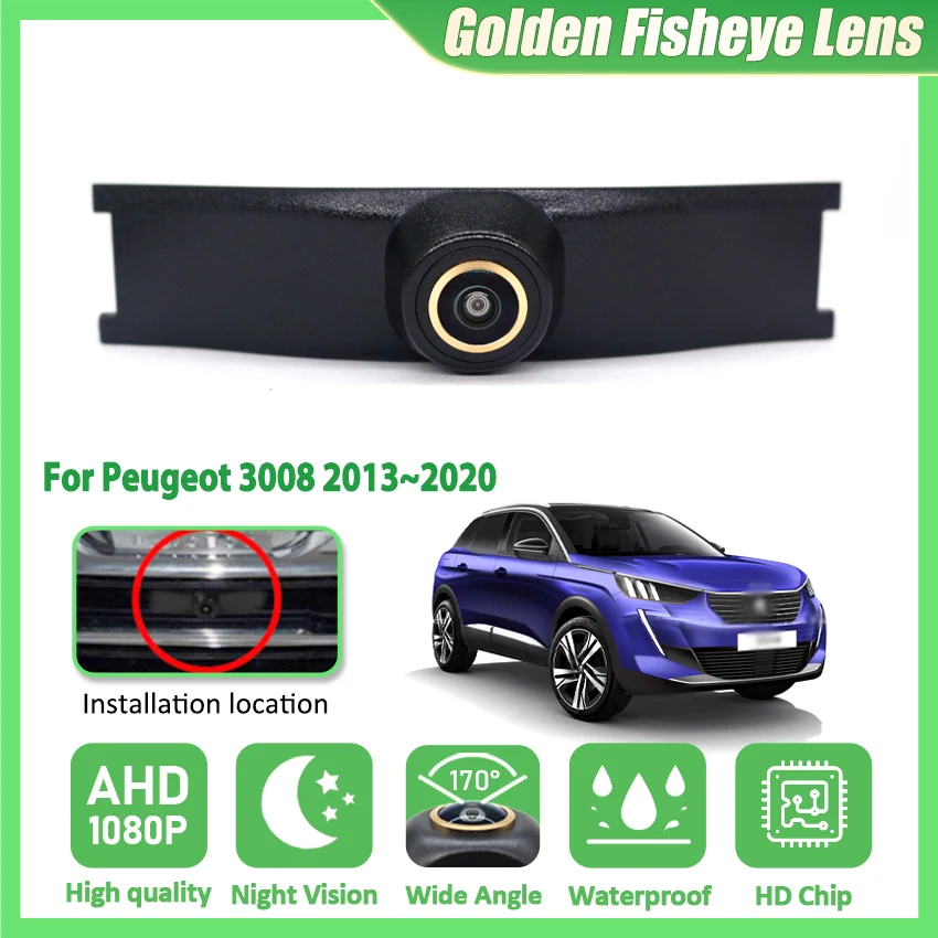 سيارة الجبهة كاميرا مصبغة لبيجو 3008 2013 ~ 2019 2020 سيارة خاصة الجبهة HD كاميرا عالية الجودة مقاوم للماء للرؤية الليلية CCD #1