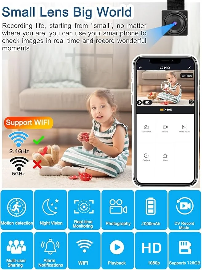 A Full HD 1080P Wireless Network Smart Camera with Night Vision, Supports App-Based Remote Control via A Doodling App, Features