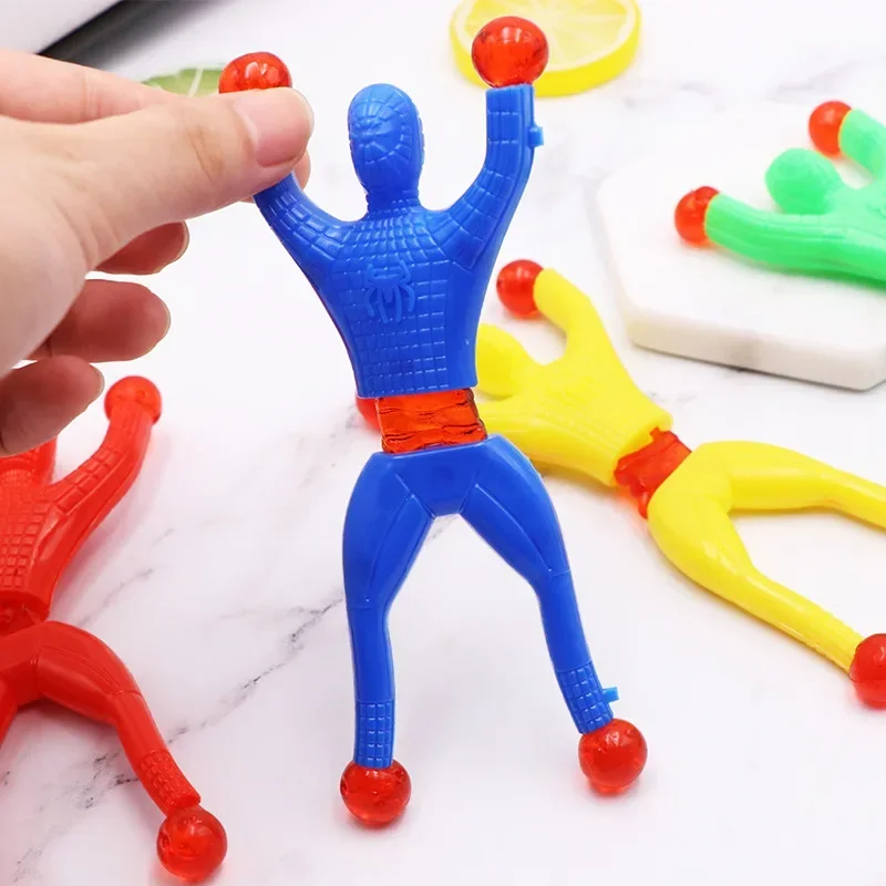 Sticky Toy Window Men with Sticky Hand 4 Toys Color and Years Over Plastic Suitable Feet for Children Wall Climbing Birthday