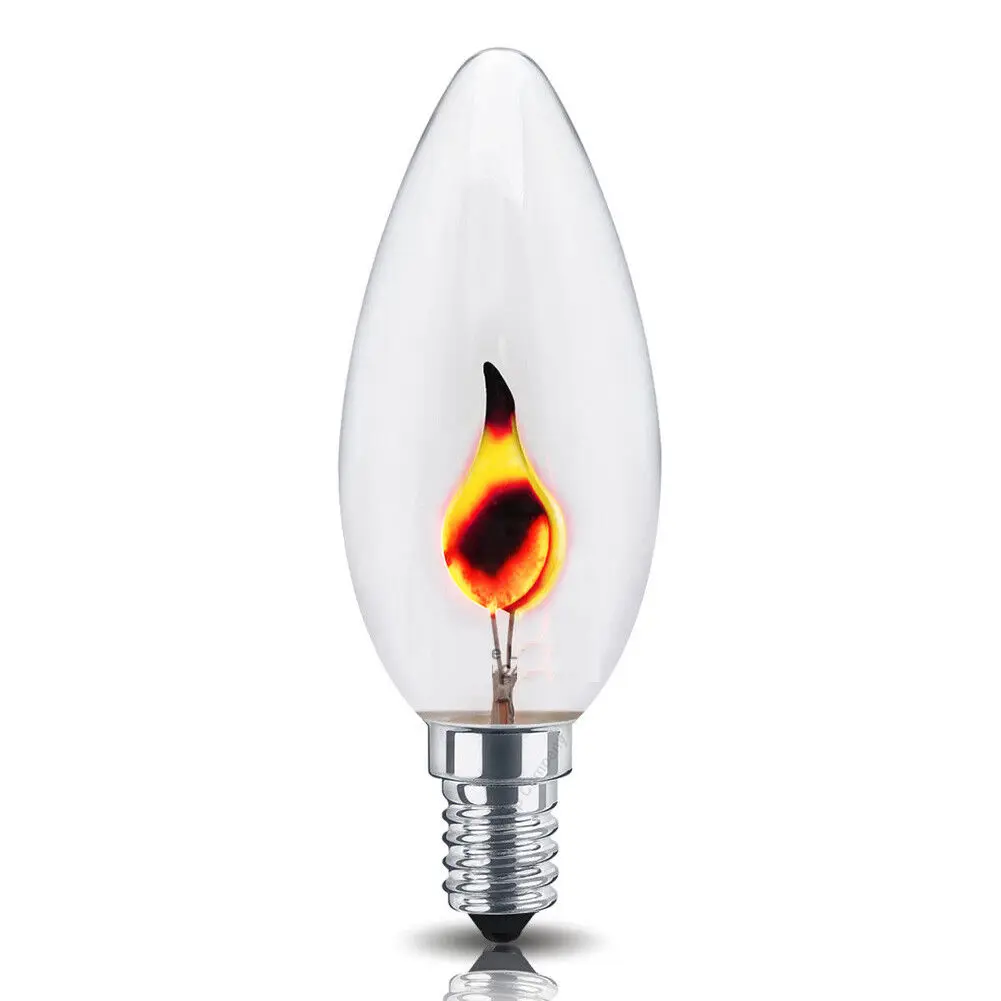 Lampadina a candela a Led da 2 pezzi E14 E27 lampadina a effetto fiamma a LED 3W AC220V casa per la decorazione di Halloween lampadina a candela con fiala di illuminazione