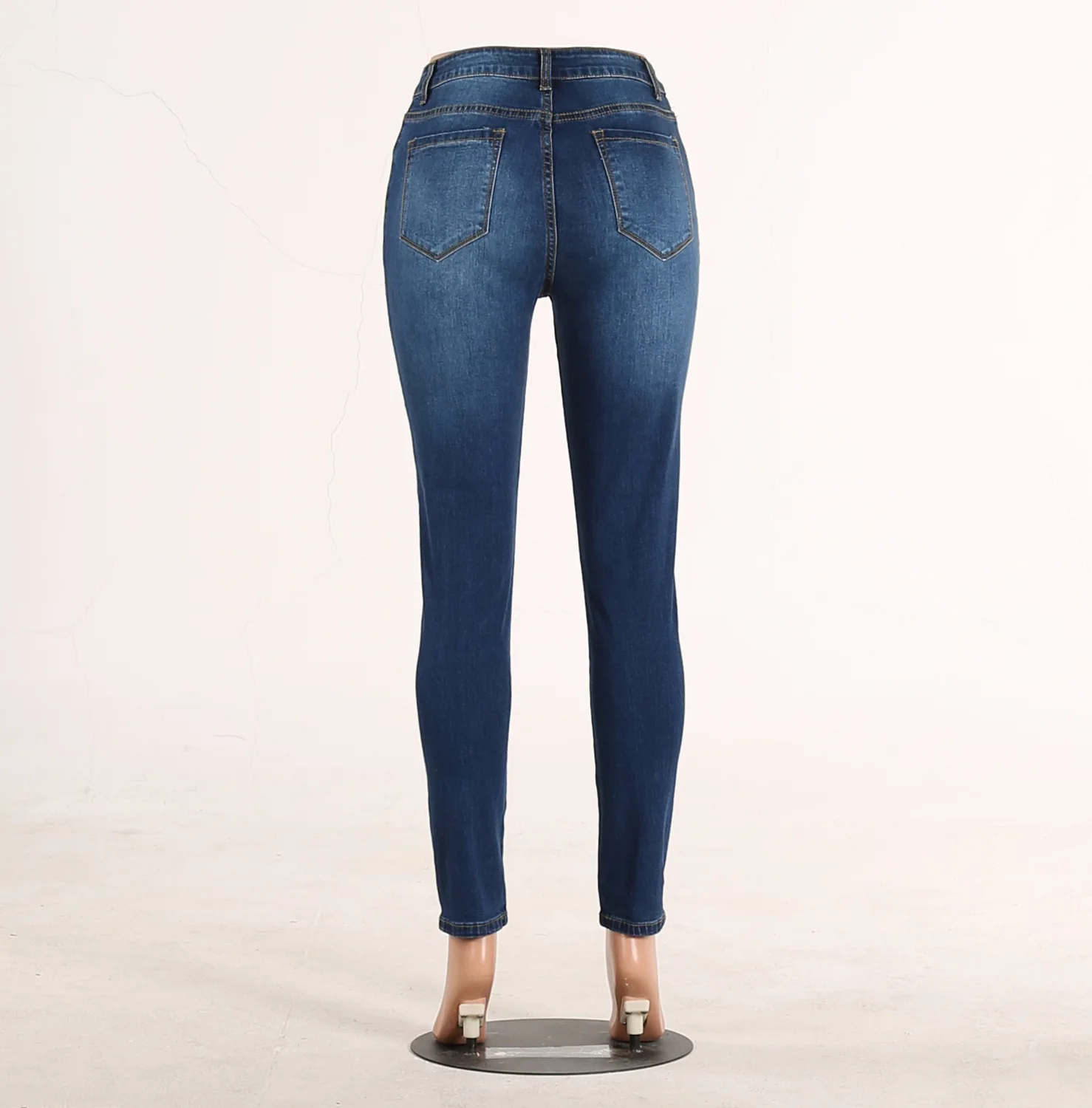 Jeans untuk wanita musim gugur temperamen ramping warna Solid Buttocks seksi Stretch Fashion Jeans