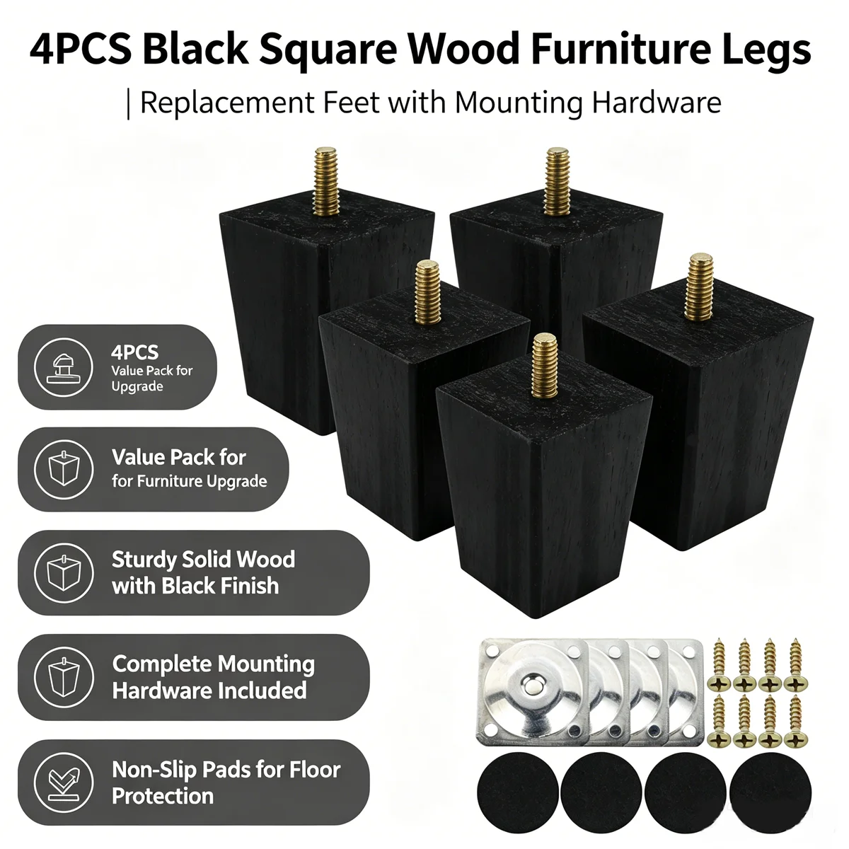 Adirondack Chair Wood - 4Pcs 6/10/15CM Solid Wood Furniture Feets