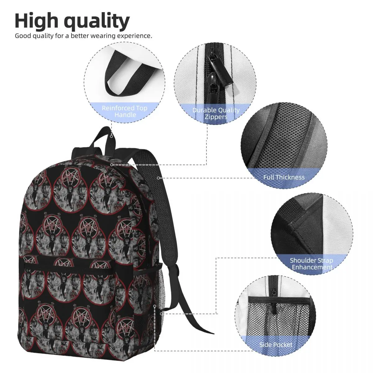 Heavy Metal Rock Slayer Live Undead Backpack Daypack Large Capacity Boys Girls BookBag School Bag Shoulder Bags for Men Women