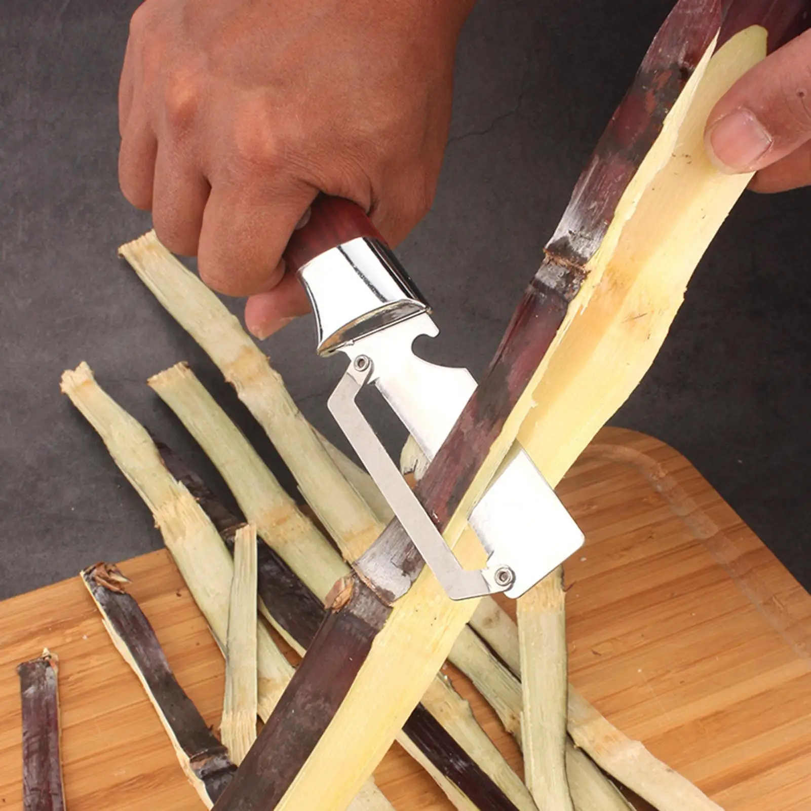 Multi Functional Vegetable Peeler With Ergonomic Wooden Handle For Peeling And Slicing Fruits And Vegetables Durable Smooth
