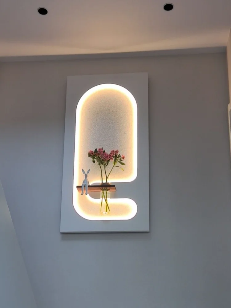 Modern Hydroponic Green Plant Led Decorative Painting Door Hanging Painting Living Room Luster Room Sandstone Wall Lamp Painting