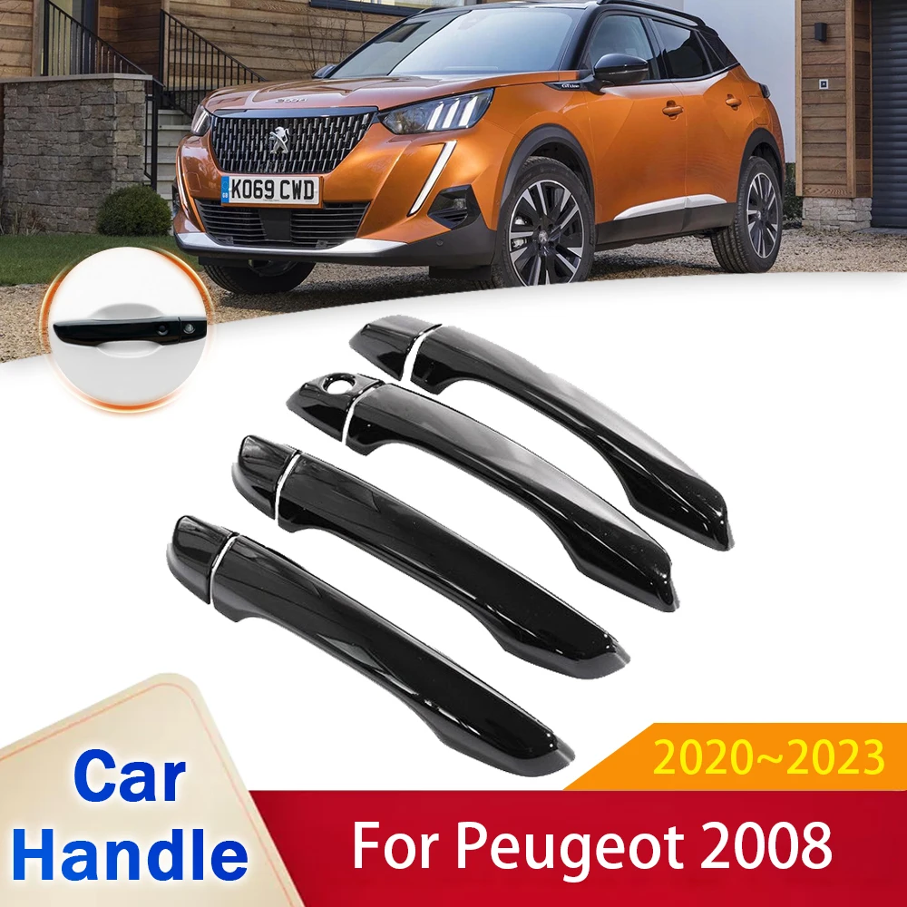 

for Peugeot 2008 MK2 P24 2020 2021 2022 2023 Gloss Black Door Handle Cover Sticker Trim Car Protective Style Accessories Gadgets