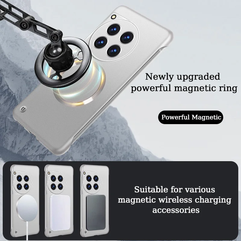 Luxury Ultrathin Metallic Paint Frameless Case For OnePlus 13T 13R 13 12R 11R 1+13 Magnetic Wireless Anti-fingerprint Hard Cover