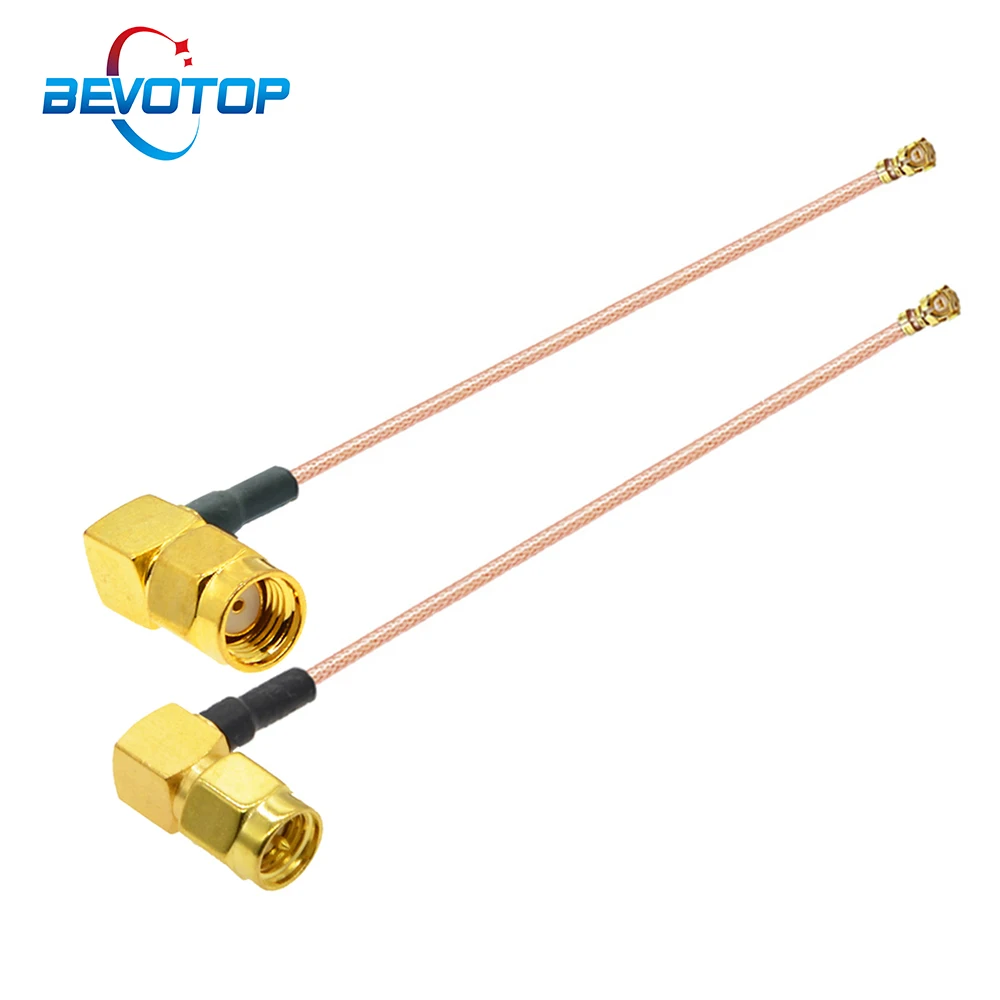 100PCS/LOT Elbow RP-SMA / SMA Male Right Angle to //1 Female RG178 Pigtail RF Coaxial WIFI Antenna Extension Cable