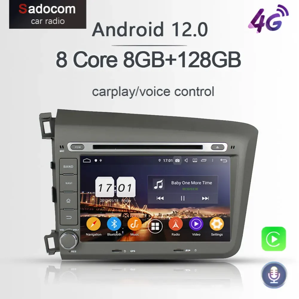 720P DSP IPS PX6 2 din Android 12.0 For Honda Civic 2012 2013 8GB + 68GB 8 Core Car DVD Player GPS Glonass autoradio car radio