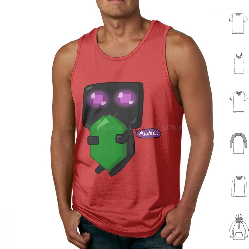 Babbu Ender Tank Tops Print Cotton Enderman Baby Ender Babbu Chibi Emerald Cute Adorable Shadowx116