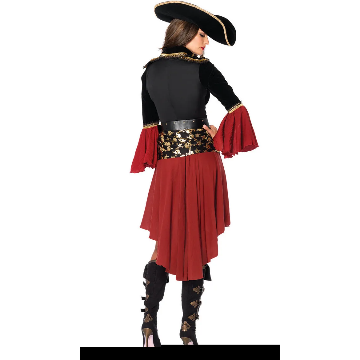 Fsia de Pirata Fena para loween e Baile de Máscaras, Fsia Plus Size para Mulheres