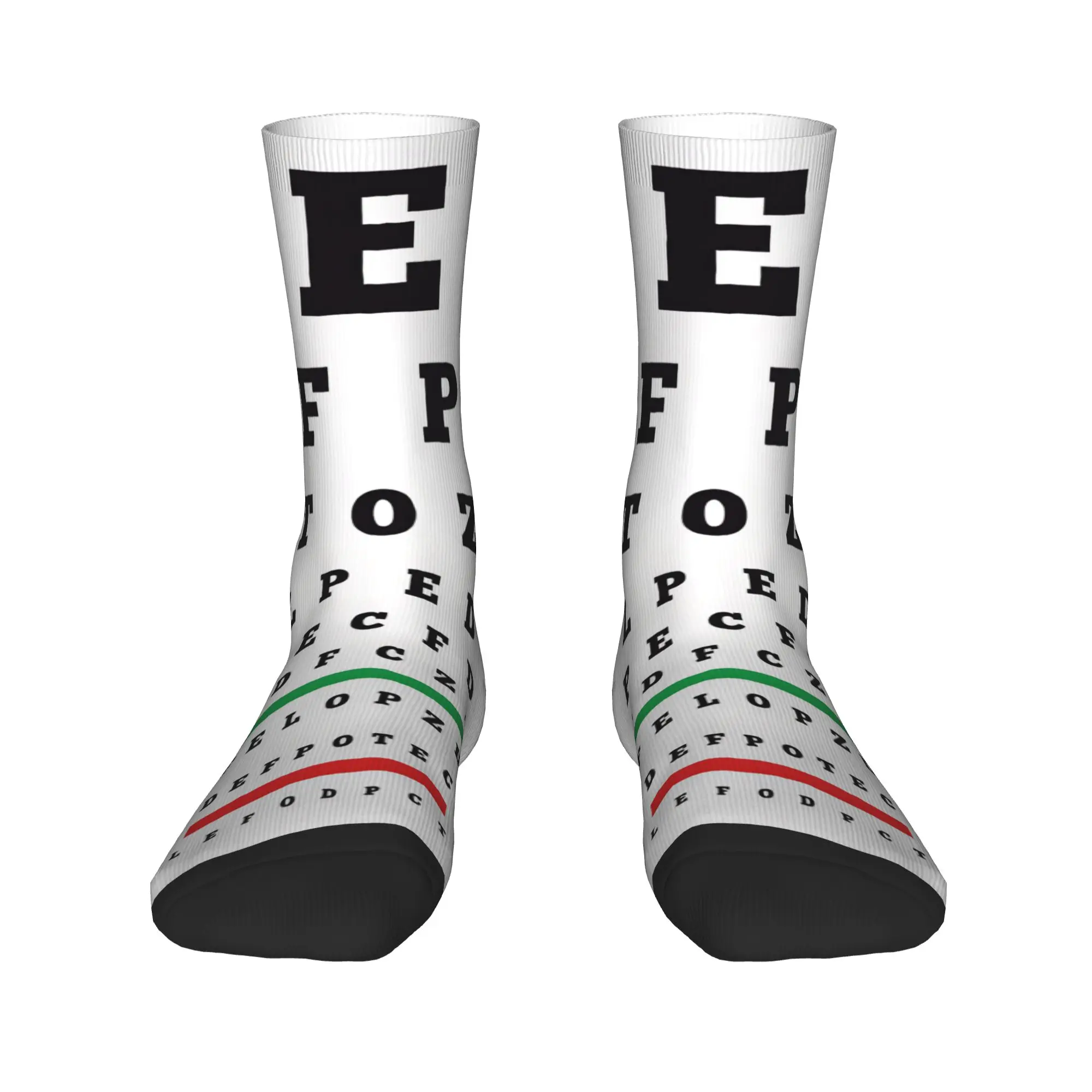 Novel and Quirky Eye Chart Printed Socks Anti Skid Stockings Unisex Men Soft Breathable Running Socks Winter Gothic Design Socks
