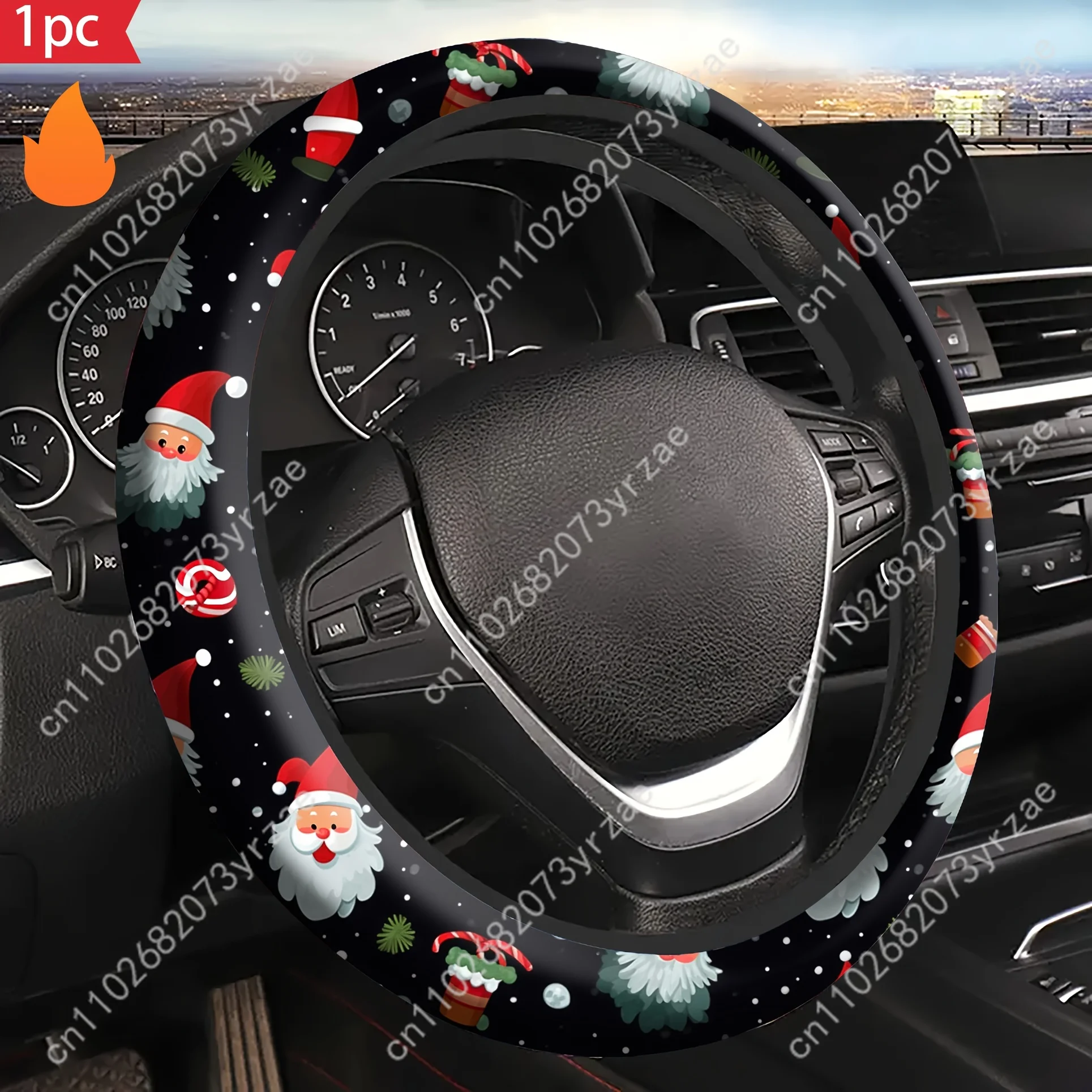 

Santa Claus Car Steering Wheels Cover Universal Type Environmental Friendly Comfortablenon-slip Breathable Steering Wheel Wrap