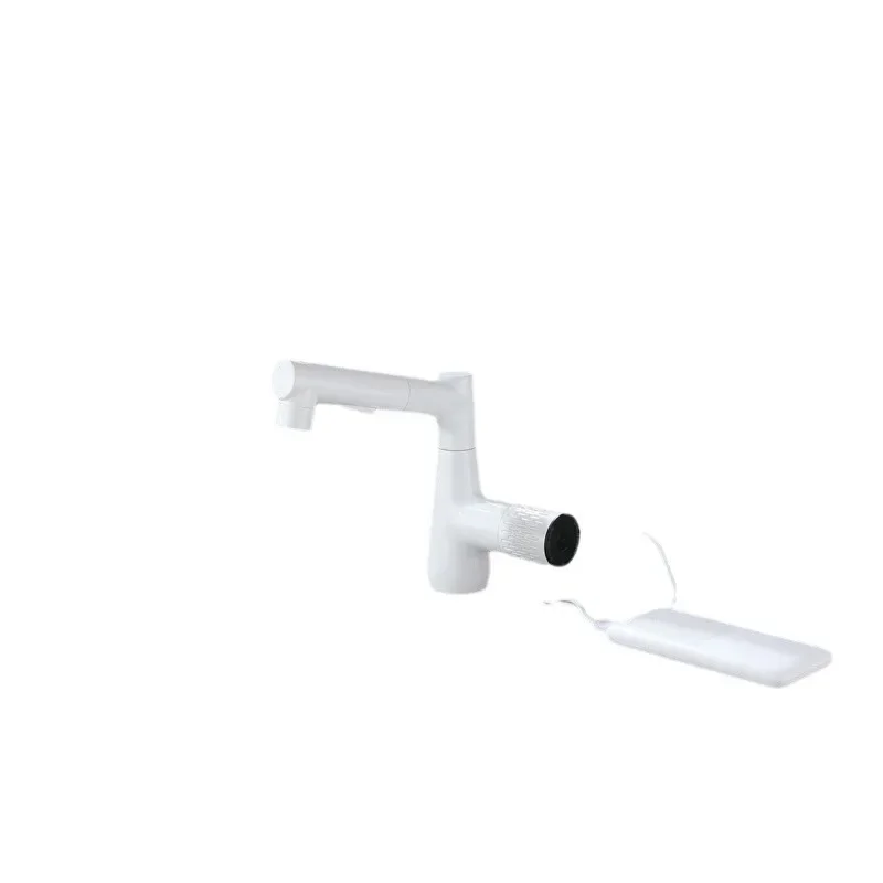 

White pull out basin, hot and cold faucet basin, rotating, induction, multi function