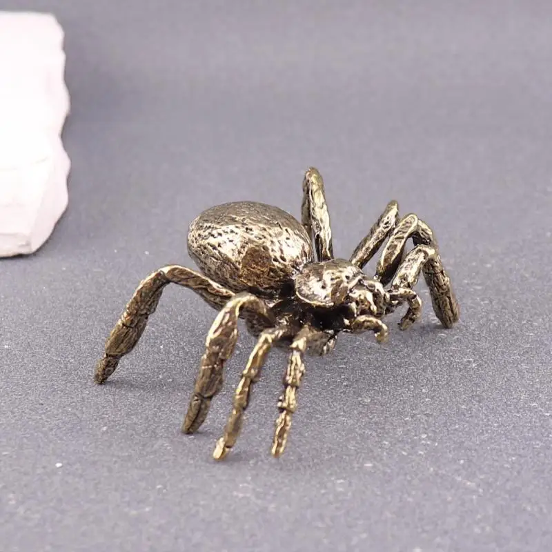 Kreative Messing-Spinnenfigur Miniatur-Kupfer-Insekten-Desktop-Dekoration Vintage Teetier Handwerkskollektion – Detail 6