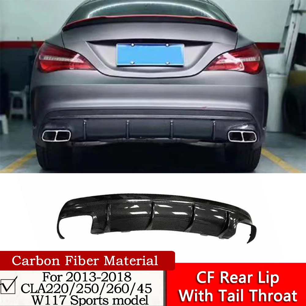 

W117 CLA Class AMG CLA45 Style CF Rear Lip With Tail Throat Carbon Fiber Rear Diffuser For 2013 to 2019 CLA220 CLA260 CLA45 AMG