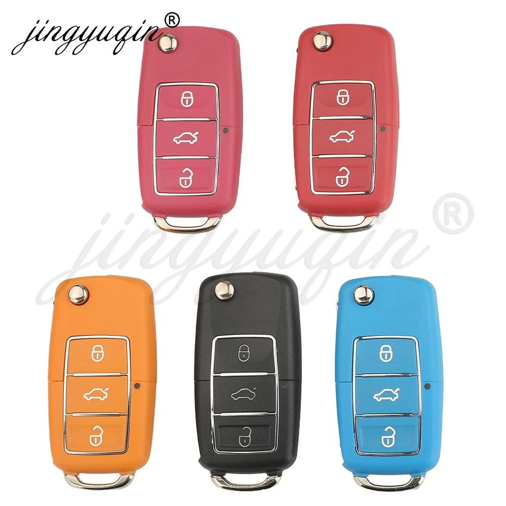 

jingyuqin Flip Folding 3 Buttons Remote Car Key Shell Fob Case For Volkswagen VW Jetta Golf Passat Beetle Polo Bora