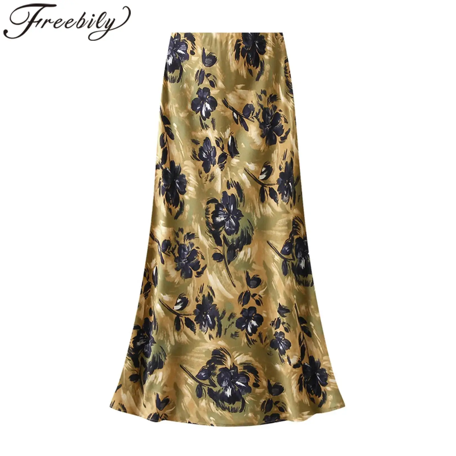 

Womens Bodycon Midi Skirt Retro Floral Elastic Waistband Vacation Beach Print Mermaid Skirt Holiday Costume Summer Outfits