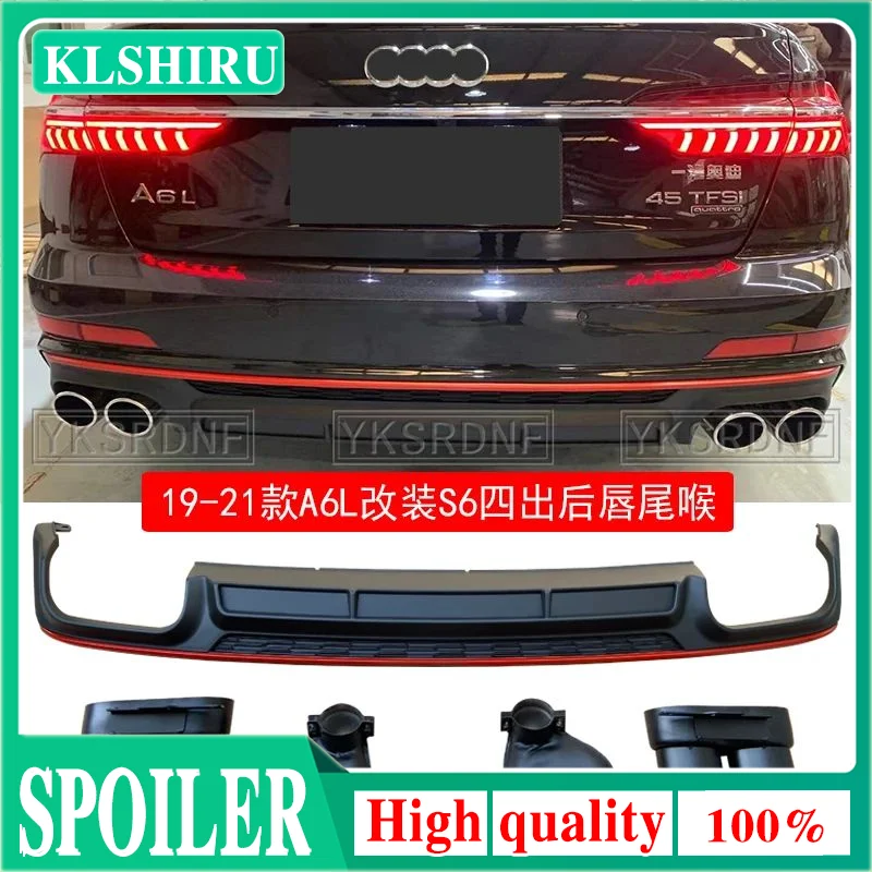 Abs traseiro pára-choques tronco lábio spoiler difusor com pontas de escape para audi a6 s6 sline c8 2019 2020 2021