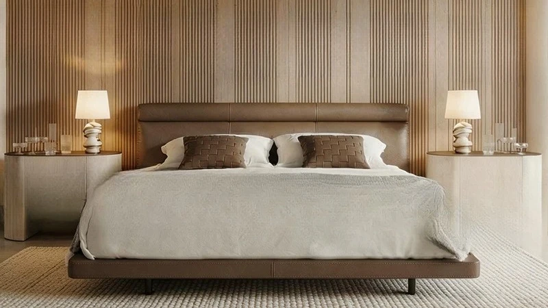 The first layer of cowhide master bedroom double bed frame structure light luxury Italian 1.8 meters leather art bed