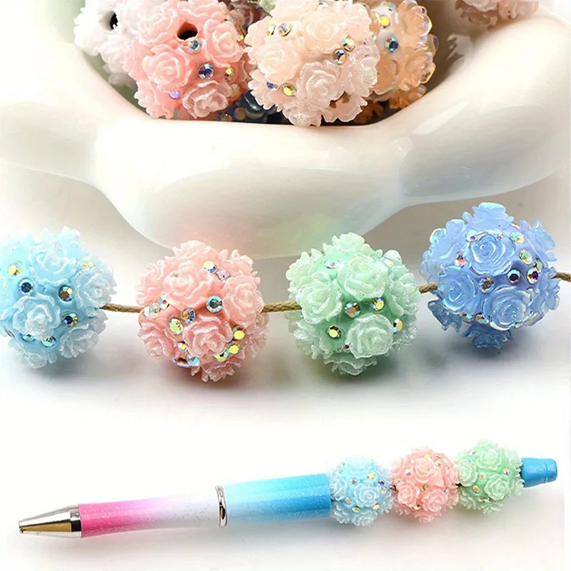 

Simulated rose ball drill can be worn through straight holes DIY pendant accessories jewelry beads