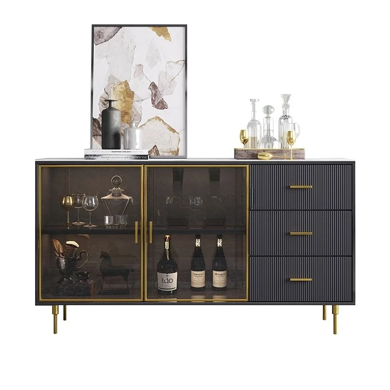 

Simple Italian rock slab dining side cabinet, living room against the wall storage entrance cabinet