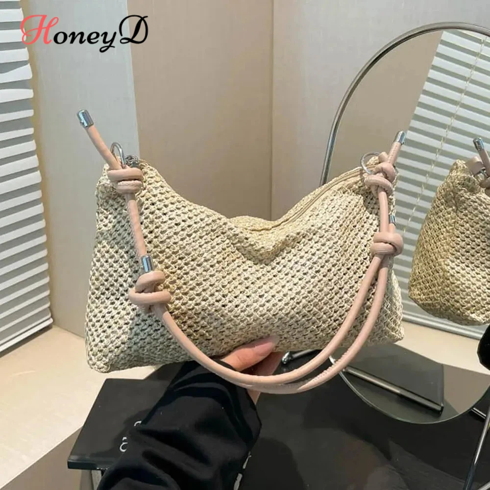 Summer Ladies Straw Bag Fashion Woven Handbag Rattan Handmade Braid Tote Large Capacity Summer Beach Handbag for Women Girls