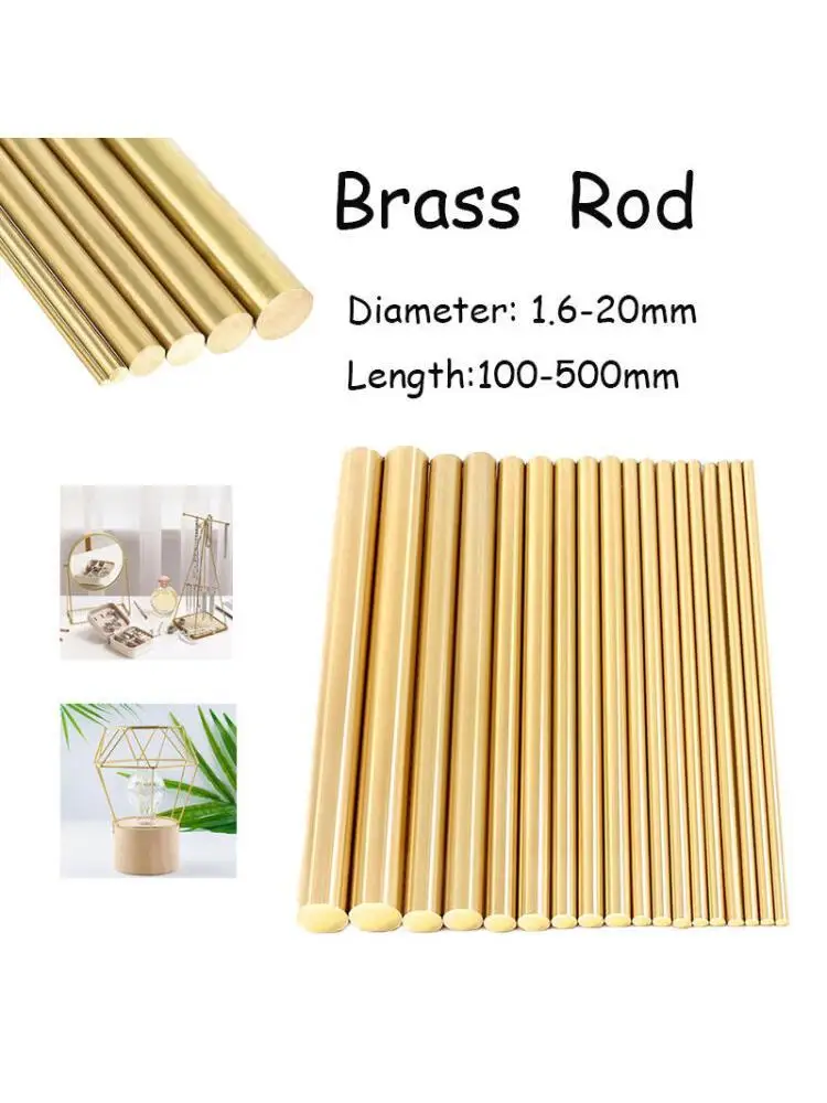 1 ~ 10 stuks lengte 100 ~ 500mm 1.6/3/4/5/6/8/9/10/12/16/20mm DIY Hardware Messing Ronde Bar Staaf Ronde Draad Buis Modelmaking Messing Staaf - afbeelding 2