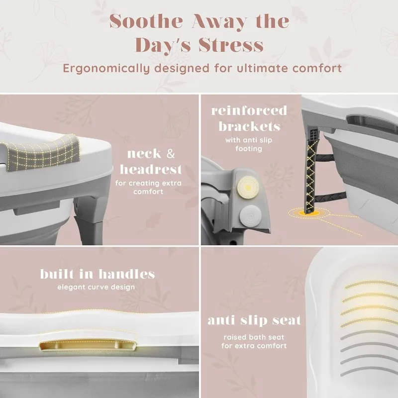 Draagbare Badkuip Voor Volwassenen-Groot Opvouwbaar Opvouwbaar Inklapbaar Bad-Ergonomisch Ontworpen Voor Het Ultieme Ontspannende Weken