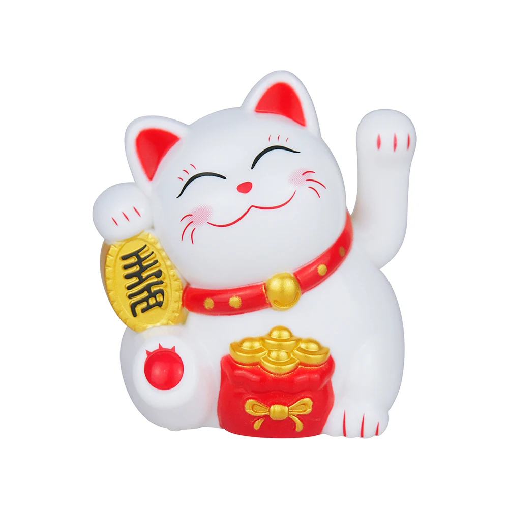Mini Solar Automatic Waving Lucky Cat New Store Opening Gift Chinese Cat Decoration Durable High-Quality Plastic