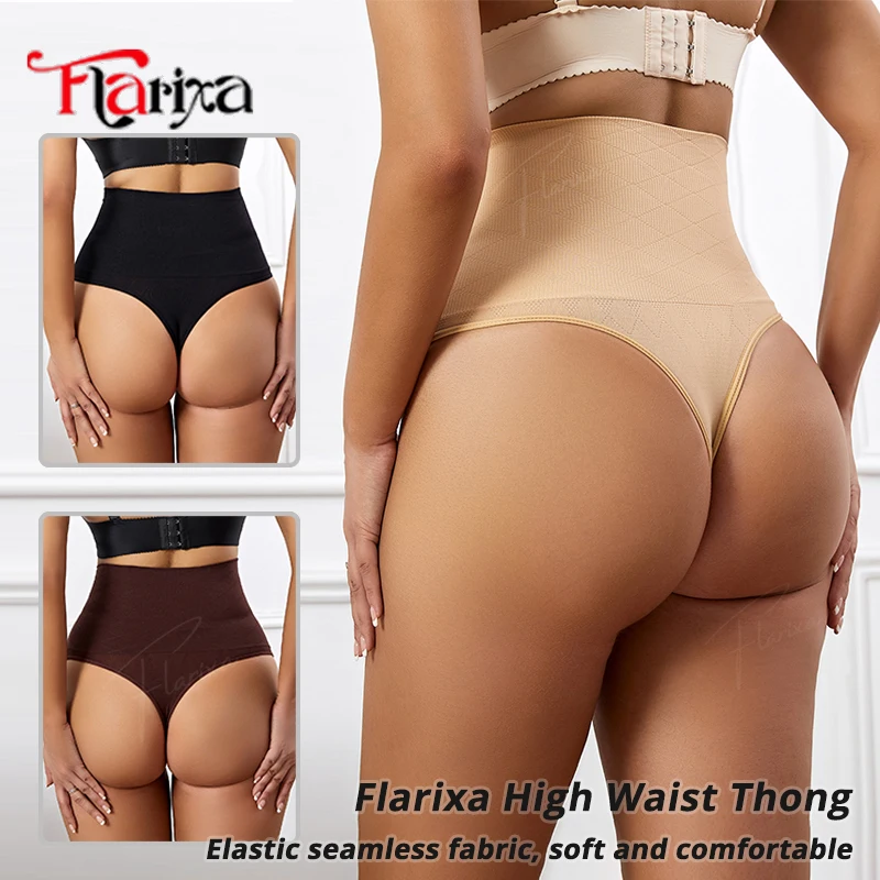 Flarixa Tummy Control Women High Waist Thong Seamless Briefs Underwear Belly Shaping Panties Breathable Female Lingerie Faja