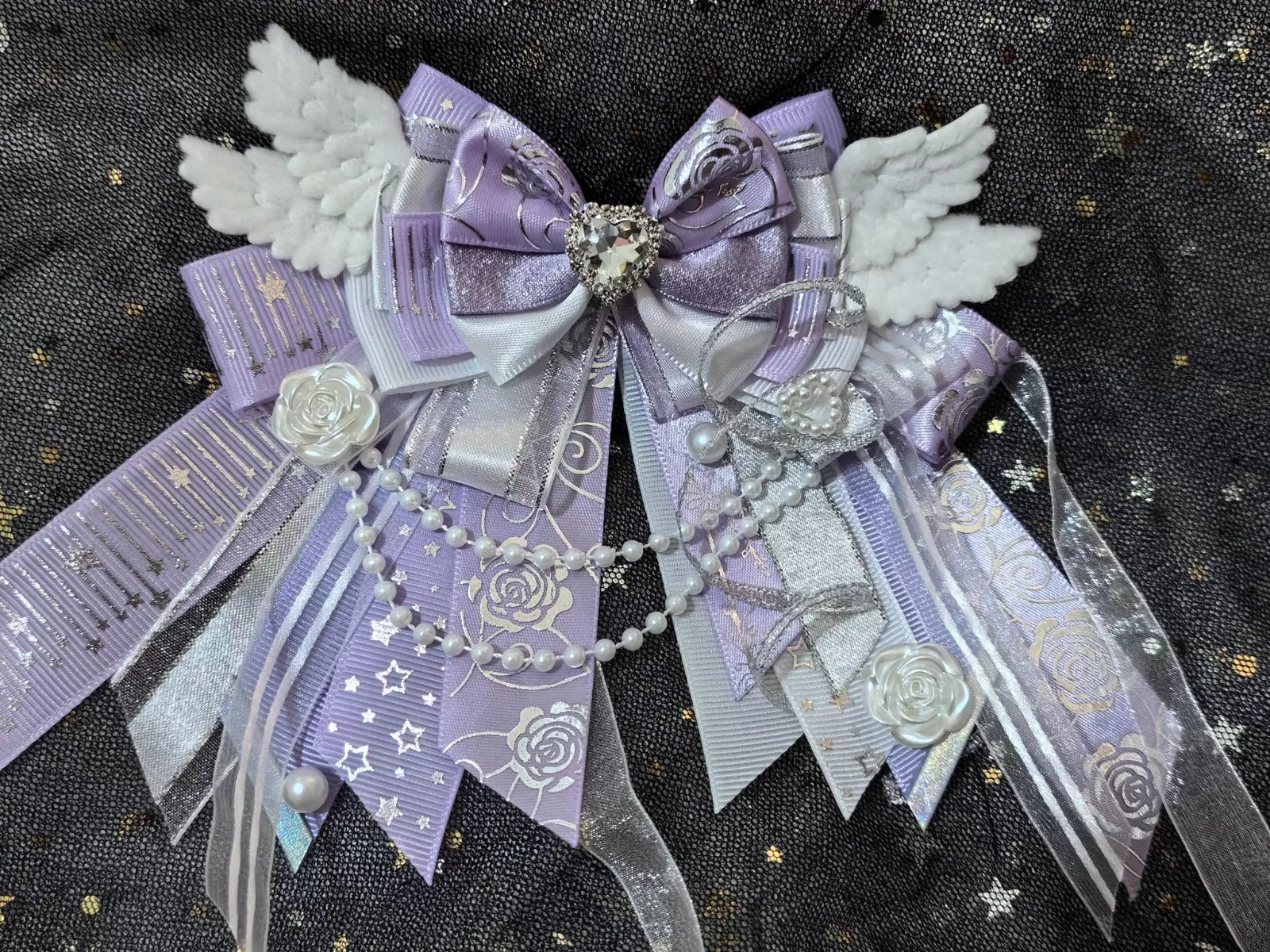 Pure Handmade Lolita Bows Cosplay Bowtie Anime Support Stick Bowkont Women's Fresh Sweet Collar Flower Rhinestone Brooch Jewelry