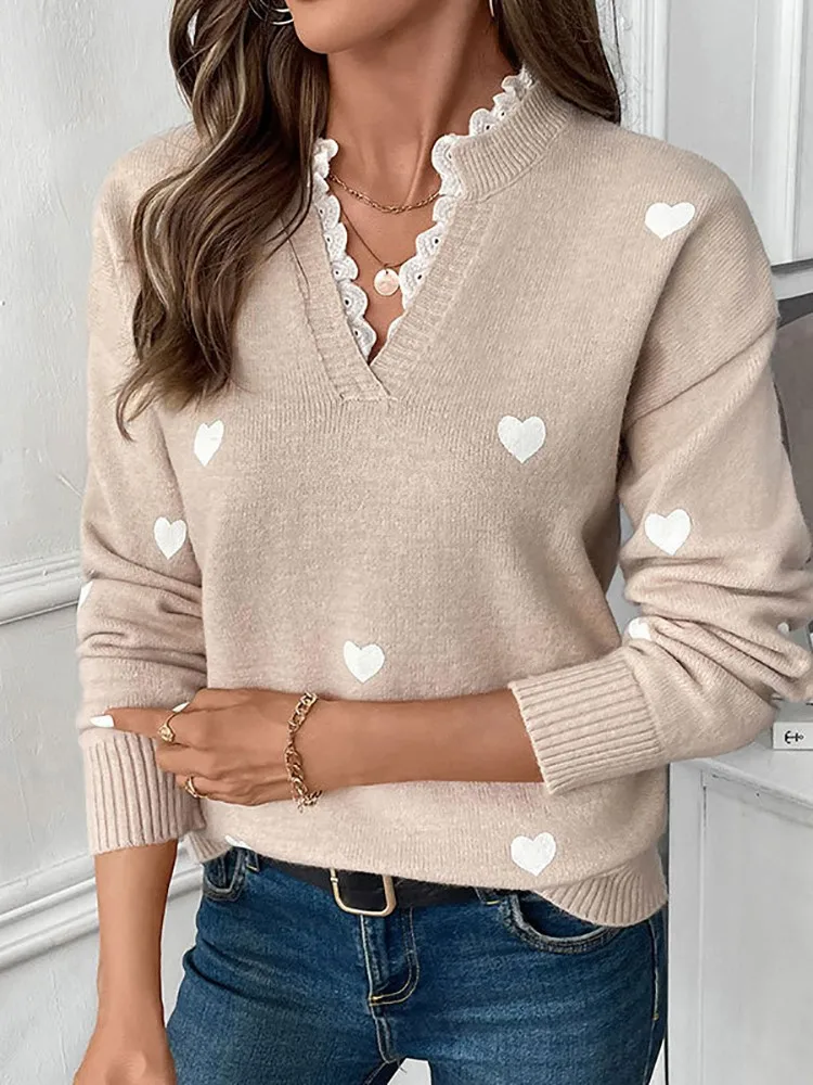 

New Fall/winter Style Casual Lace Women's Top,knitted Top,Sweaters For Women,Vintage Clothing,Long Sleeve Tops