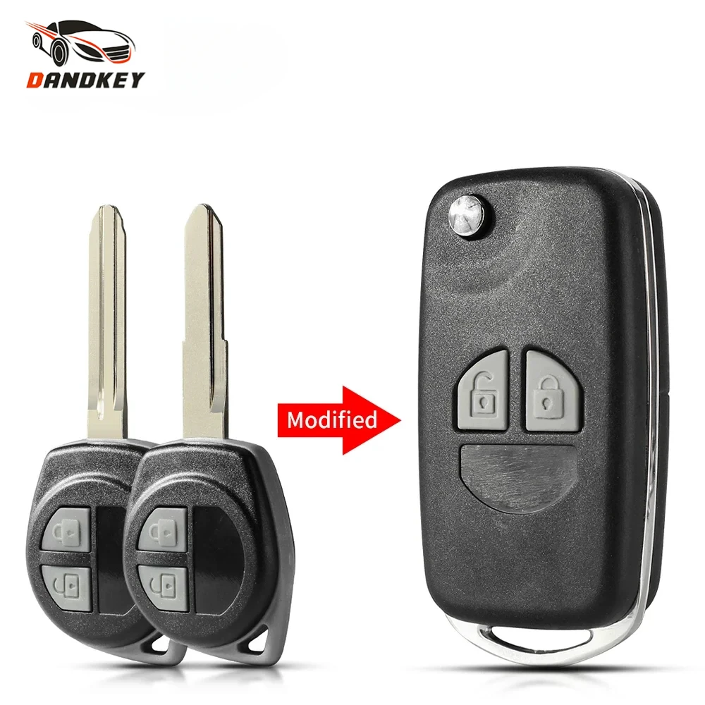 Dandkey For Suzuki SX4 Swift Grage Vitara Alto Modified Flip Key Shell 2 Buttons Pad Fob Car Remote Key Case Shell HU133R TOY43