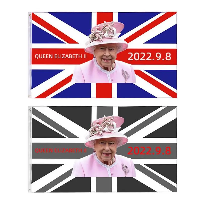 3x5Ft Queen Elizabeth Memorial Flag Union Jack Flag Featuring Her Majesty Flying Flag Britain United Kingdom Banner For Party