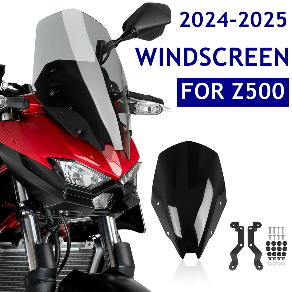 For KAWASAKI Z500 Z 500 ABS SE 2024-2026 Motorcycle Touring Windshield Windscreen Viser Visor Wind Air Deflectors Bracket Kits