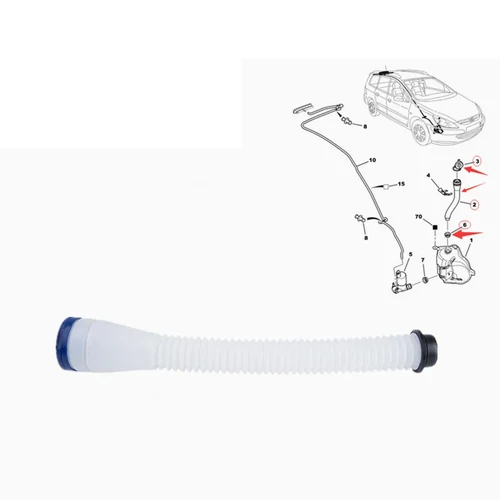 Imagen 2 del producto Tubo de llenado de limpiador de vidrio, tapón de depósito de limpieza de ventanas, adecuado para Peugeot 307, 307CC, 307SW, 643989, 643235, 807, 643230, 643472