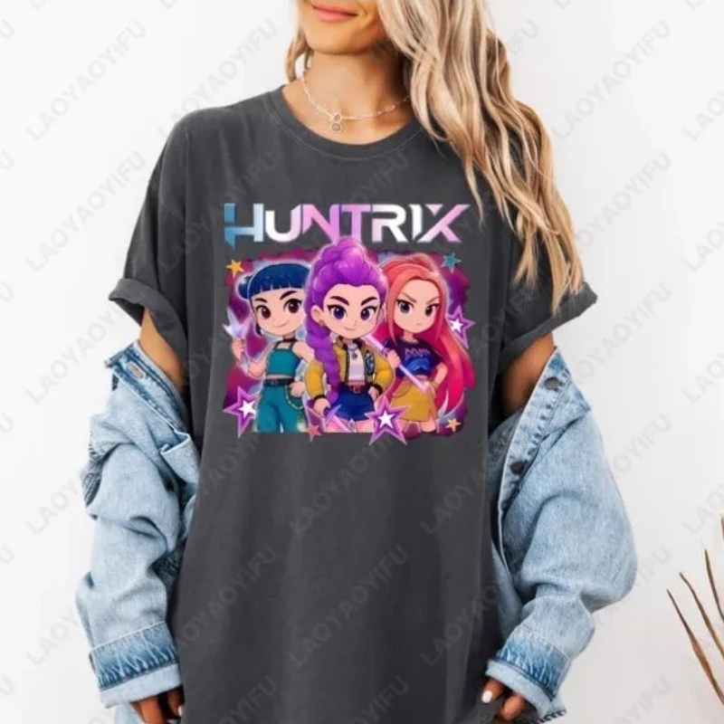 

Kpop Demon Hunters Girl Idol Group Cotton Tshirt Mira Rumi Joey Merch Gift for Men Women Clothing Trending Fashion Popular Tees
