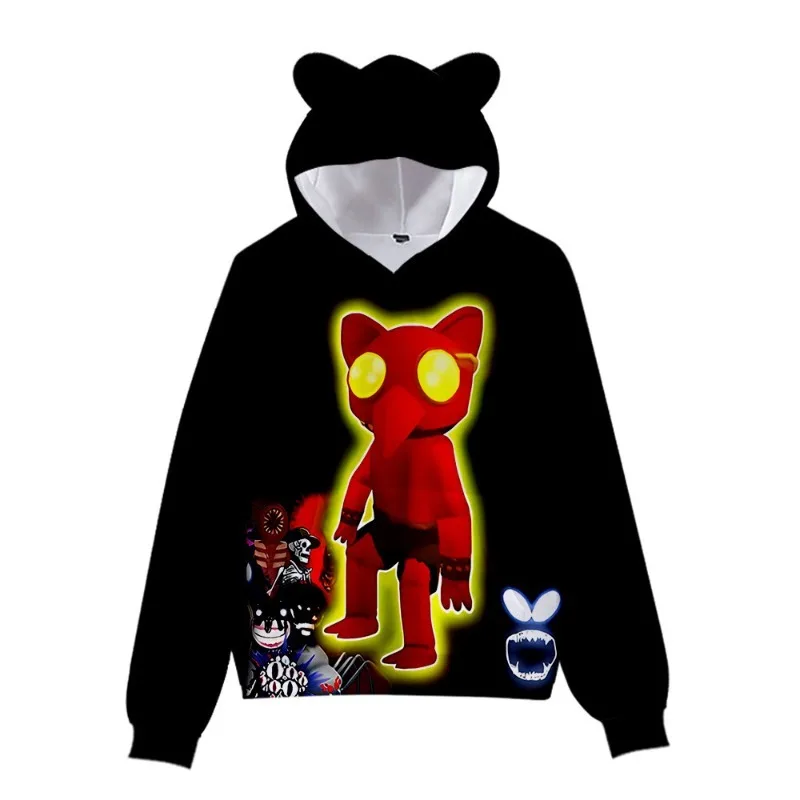 

Doors Roblox Figure Roblox Cat Ear Design Hoodie Sweatshirt Long Sleeve Pullover with Hood Soft Casual Streetwear Women Girls
