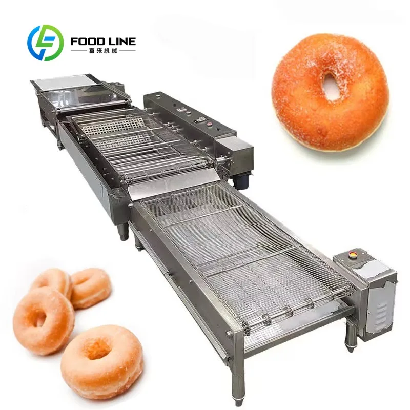 Custom donut commercial frying assembly doughnut continuous cooker anti‑corrosion stainless steel for pastry plant batch output